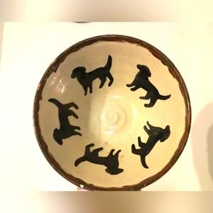 Study art Pottery circle of dog bowl Sign by the artist#studioartpotterybowl